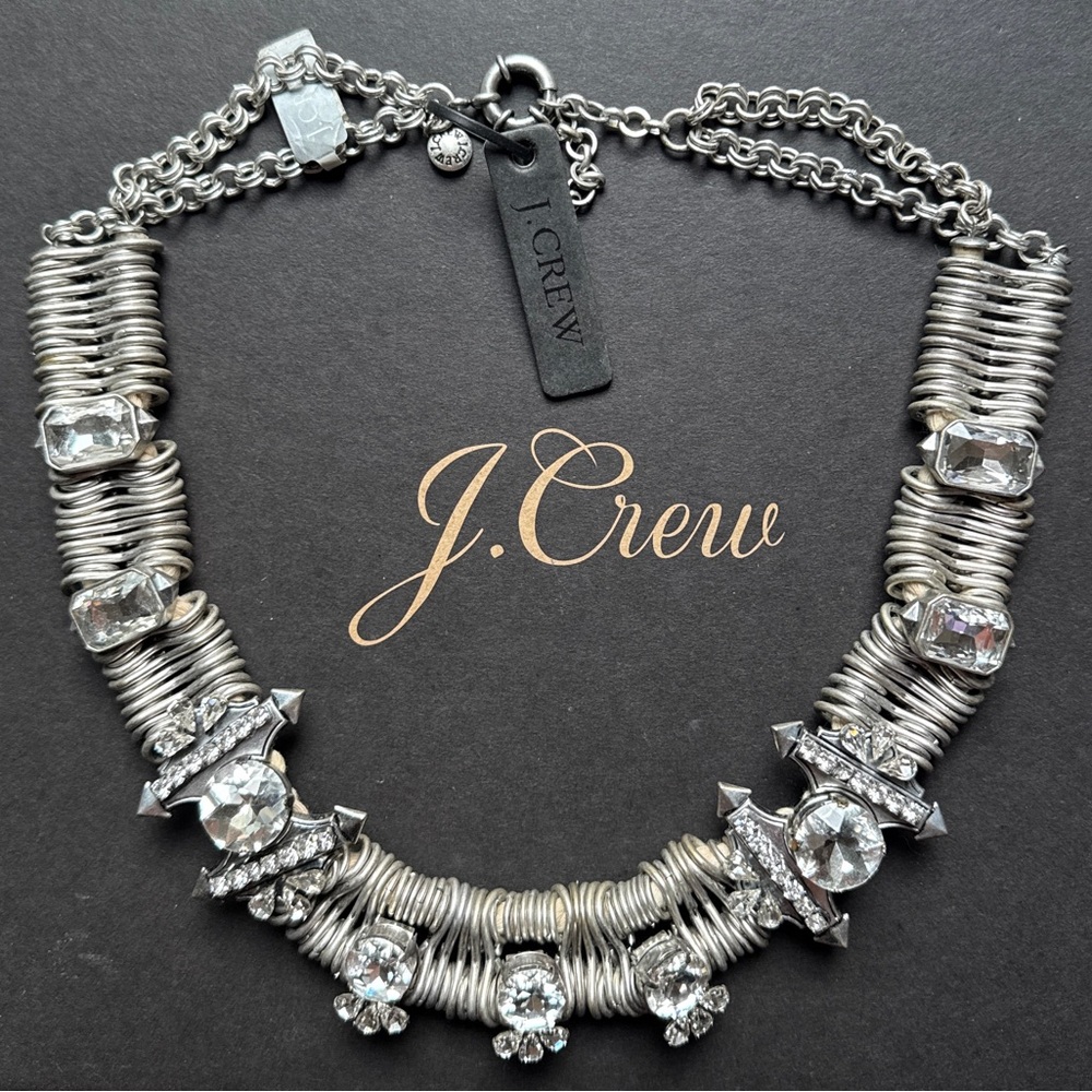 🌱 J. Crew Edgy Rock & Roll Crystal Statement Necklace
